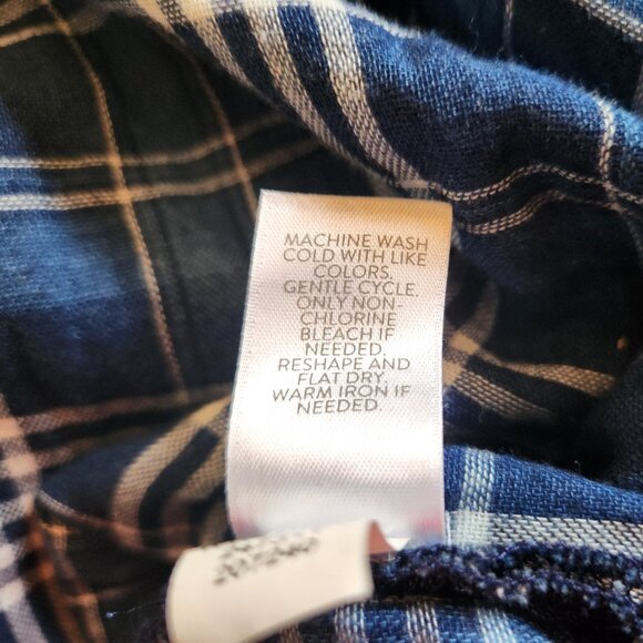 J. Jill Blue Dip Dye Ombré Plaid Button Front Boyfriend Lng Slv Shirt Sz 2X - Picture 13 of 14